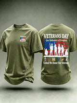 Men's Veterans Day Shirt, Our Defenders of Freedom American Flag and Soldier Silhouettes