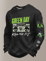 Men's Rock Band Plaid Long-Sleeved T-Shirt