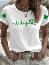 Women's St. Patrick's Day Art Print  Pattern Round-Neck 100% Cotton 180g T-Shirt