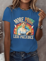 Women's Gay Month Rainbow Print Casual Crew Neck   T-Shirt