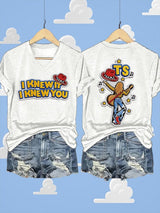 V-Neck Retro I Knew It Print T-Shirt