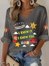 V-Neck Retro I Knew It Print T-Shirt