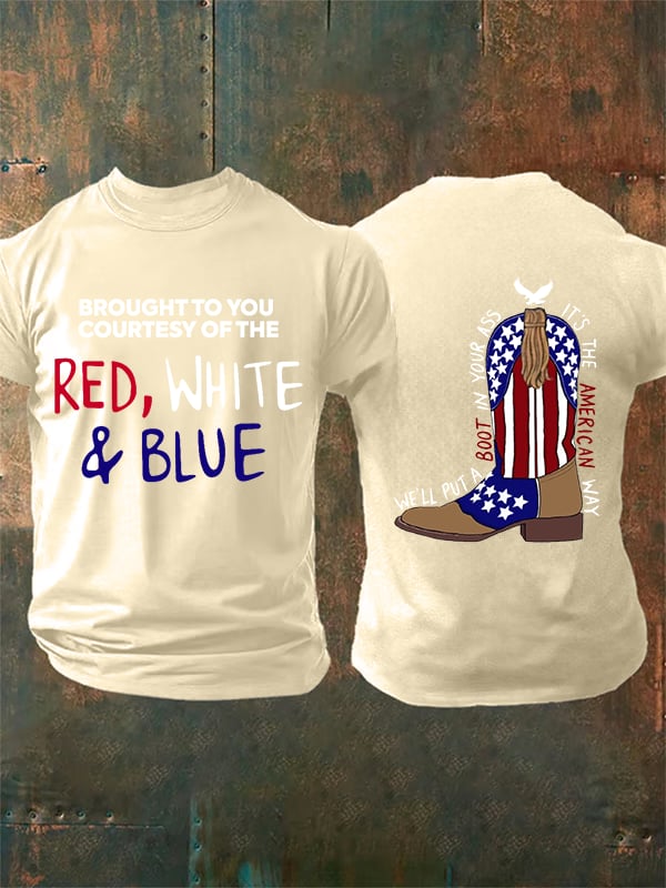 Men's  RED, WHITE & BLUE  Print T-Shirt