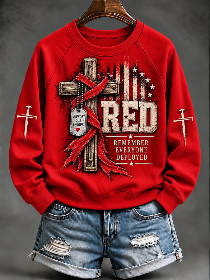 Women's Red Friday Print Sweatshirt