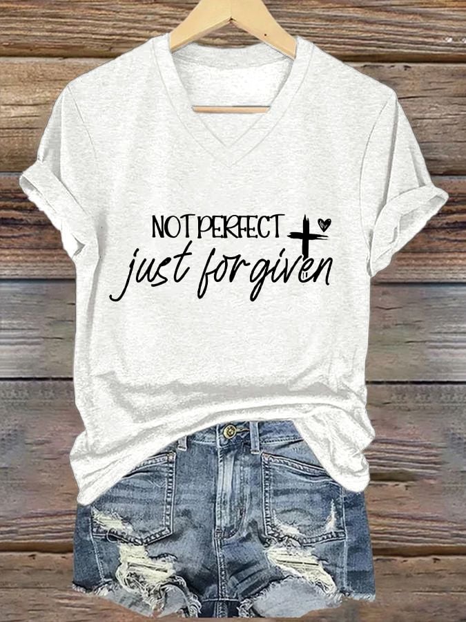 Women's not perfect, just FORGIVEN  Print Caasual T-shirt