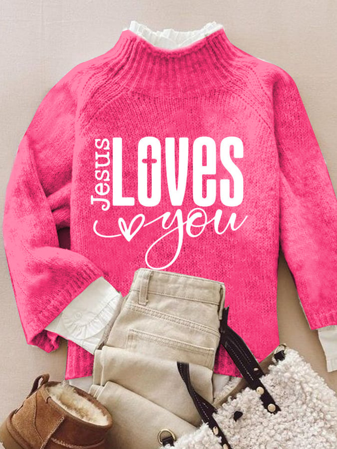 Women's Casual Valentine's Day Faith Knitted Turtleneck Bottoming Shirt