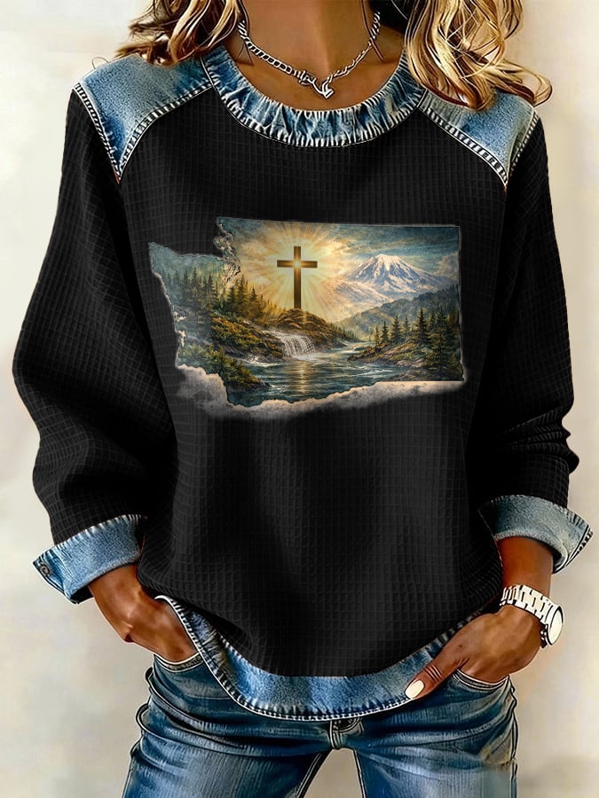 Retro Washington Strong When You Go Through Deep Waters, I Will Be With You Isaiah 43:2 Print Sweatshirt