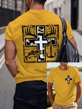 Men's Retro Faith Fishing Hunting Print T-Shirt