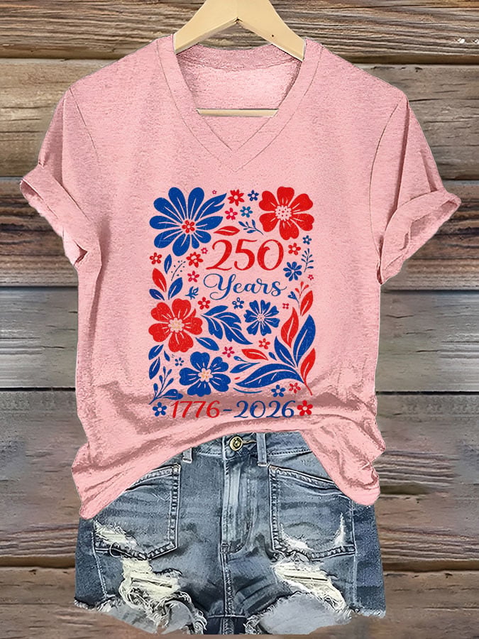 Women's 250th Anniversary Floral Print Short-Sleeve T-Shirt