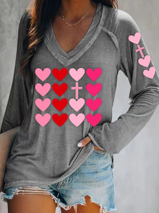 Women's Valentine's Day Love Cross Shirt