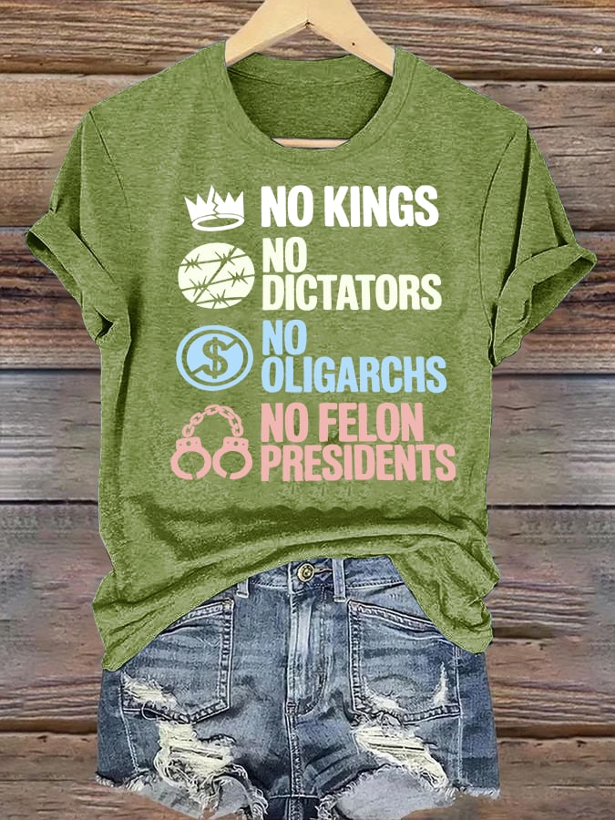 Women's  No Kings No Dictators Protest print T-Shirt