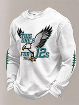 Men’s Football Graphic Waffle Knit Long Sleeve Crewneck T-Shirt