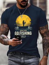 Men's Jesus Said Go Fishing Printed Casual T-shirt