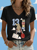 V-Neck Retro I Knew It Print T-Shirt