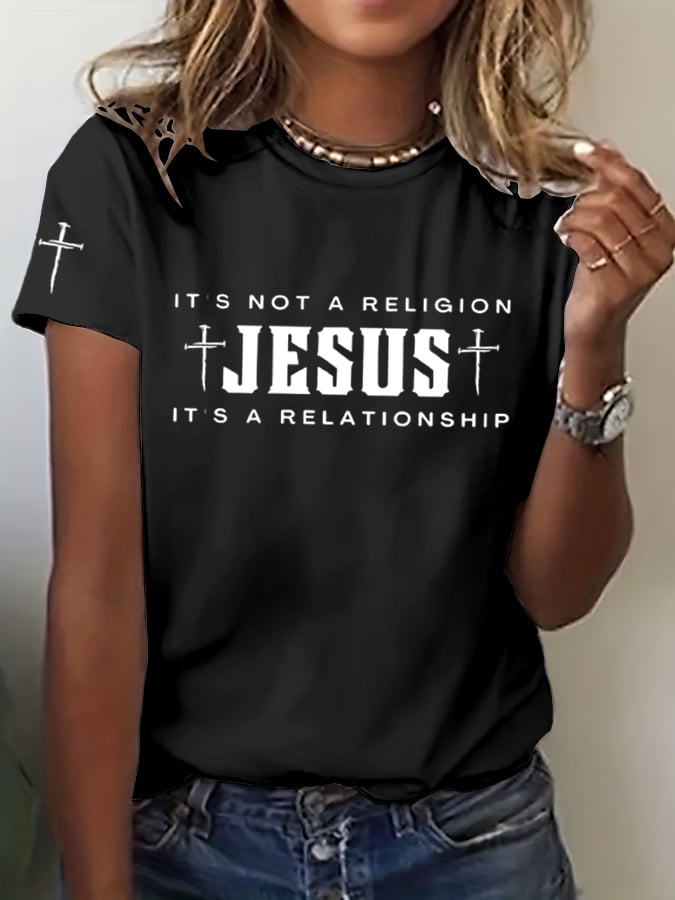 Women's Jesus Printed Short Sleeve T-Shirt