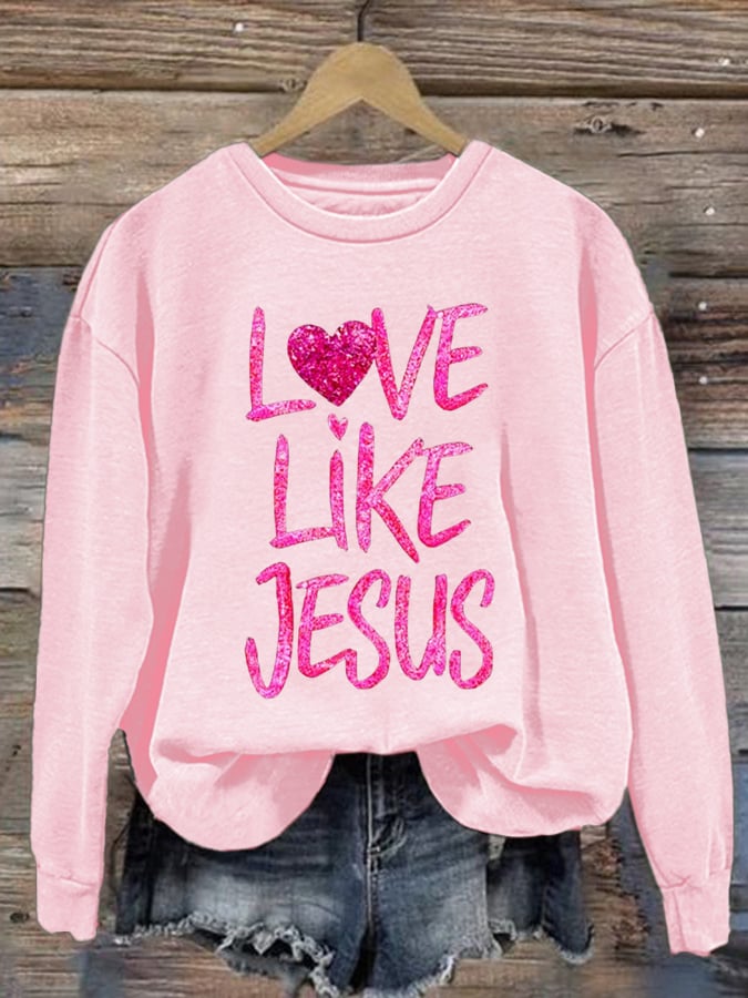 Women's Valentine's Day Heart Print Casual Sweatshirt