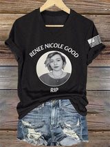 V-Neck Retro Justice For Renee Nicole Good Print T-Shirt