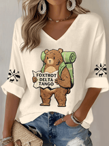 Women's Protect Our National Parks Print Waffle-Knit Casual T-Shirt
