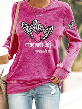 Women's Love Never Fails Heart Printed Casual Sweatshirt