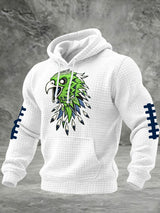 Men's Football Printed Plaid Fabric Hooded Sweatshirt