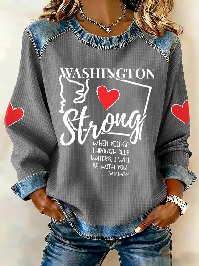 Retro Washington Strong When You Go Through Deep Waters, I Will Be With You Isaiah 43:2 Print Sweatshirt