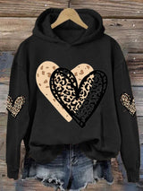 Women's Valentine's Day printed hooded sweatshirt