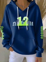 Women's Rugby Print Casual Hoodie