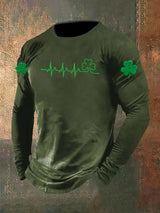 Women's St. Patrick's Day Pattern Printed Long Sleeve Cotton T-Shirt