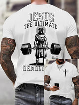 Men'S Casual "Jesus Is The Ultimate Deadlifter" Faith Short Sleeve T-Shirt