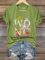 V-Neck Retro Funny WDNC Menopause Perimenopause Print T-Shirt