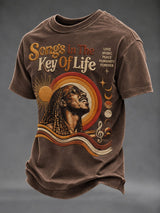 Men's Vintage Musical Art Print Round Neck T-shirt