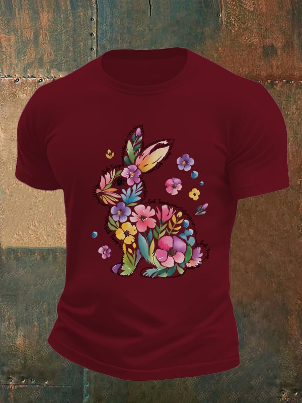 Men's  Spring Easter Bunny Subtle Hidden Message FDT T-shirt