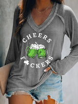 Women's St. Patrick's Day Cheers F*uckers Clover Long-Sleeve T-Shirt