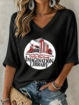 Women's Casual Printed Waffle Top