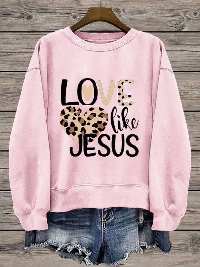 Women's Valentine's Day Faith Print Crew Neck Sweatshirt