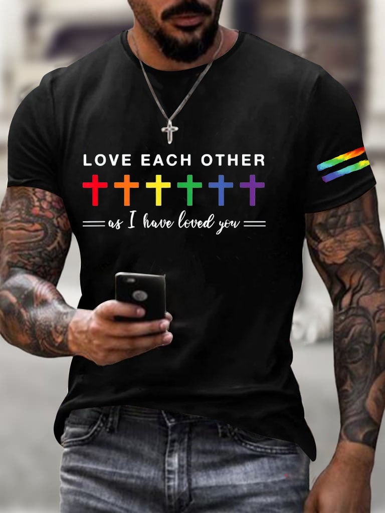 Men'S Crosses Love Each Other Print T-Shirt