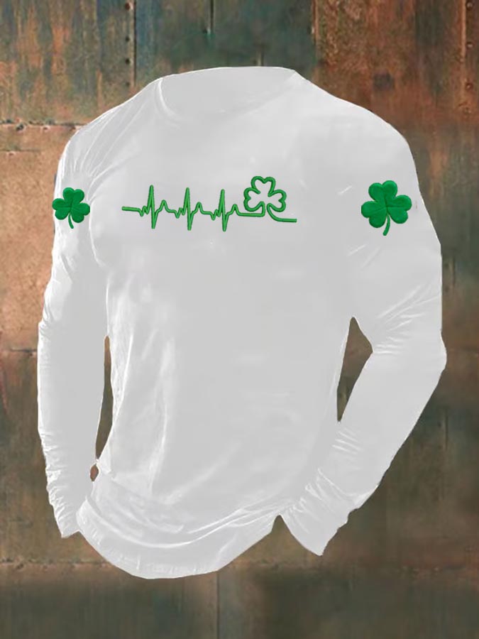 Women's St. Patrick's Day Pattern Printed Long Sleeve Cotton T-Shirt