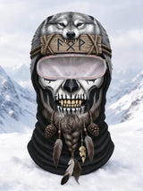 Men’s Outdoor Warm, Quirky Viking-Themed Balaclava with Expressive Design