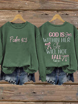Retro God Is Within Her She Will Not Fall Psalms 46:5 Print Sweatshirt