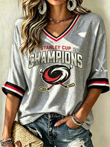 Women's Hockey V-Neck T-Shirt