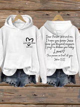Women's Love Like Jesus, Dear Person Behind Me Jesus Loves You Beyond Measure Inspirational Casual Hoodie