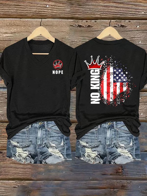 Women's  NOPE No King American Flag  Print T-Shirt