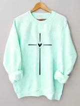 Women's Christian Faith Cross Printed Long Sleeve T-Shirt