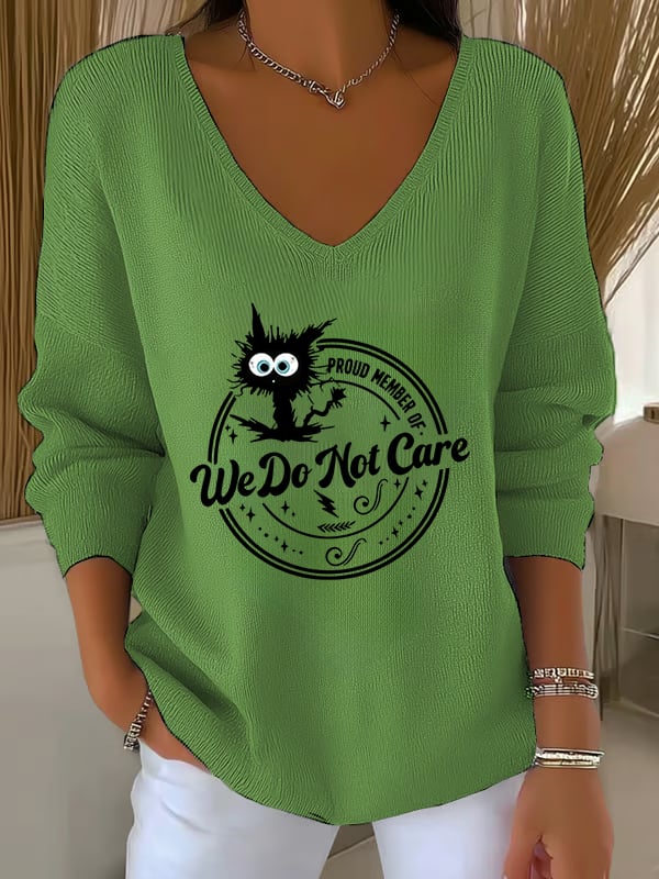 V-Neck Retro Funny Proud Member Of  Club Menopause Perimenopause Print Knitted Tops