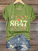 🔥Buy 3 Get 15% Off🔥V-neck 86/47 Flowers Print  T-Shirt