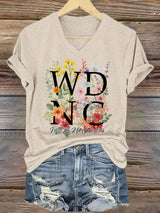V-Neck Retro Funny WDNC Menopause Perimenopause Print T-Shirt