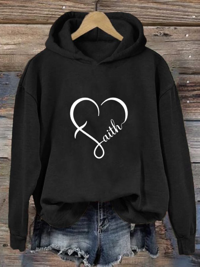 Women's Faith Cross Love Print Casual Round Neck Sweatshirt