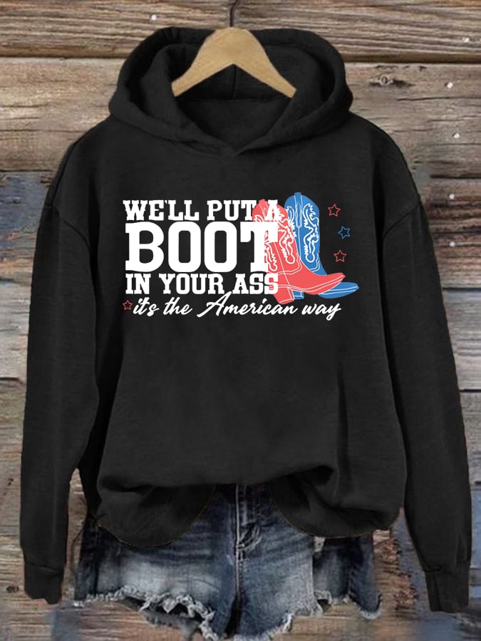 Women's  Courtesy of the Red, White and Blue Cowboy  Hoodie