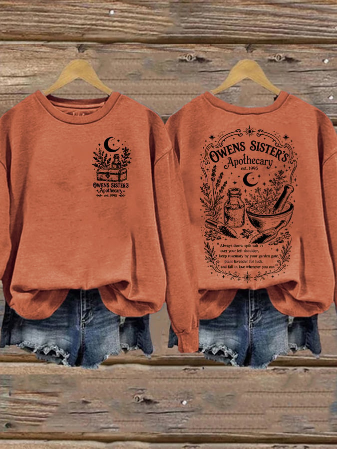 Women's Owens Sisters Apothecary Witch Print Casual Sweatshirt