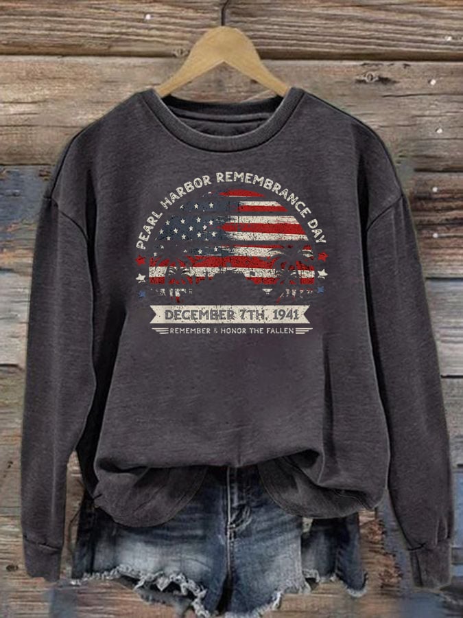 🔥Buy 3 Get 15% Off Women's   Pearl Harbor Memorial Day Hawaii USA Flag Day of Infamy Sweatshirt